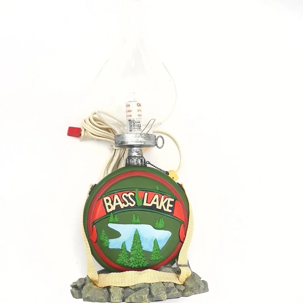 Bass‎ Lake Table Lamp Cabin Decor Fishing Lodge Light Rustic Outdoors Theme